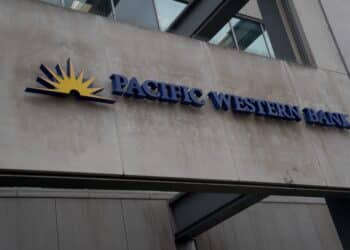 A Pacific Western Bank branch in Los Angeles, California, US, on Friday, March 10, 2023. First Republic Bank and PacWest Bancorp both plunged Friday as the upheaval at SVB Financial Group spread to other lenders.