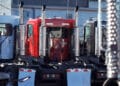 New semi trucks for sale at dealership