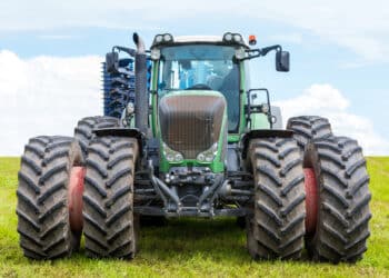 Front of big, high-power tractor.