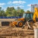construction site with equipment at work