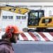 A Caterpillar bulldozer at a construction site in New York.