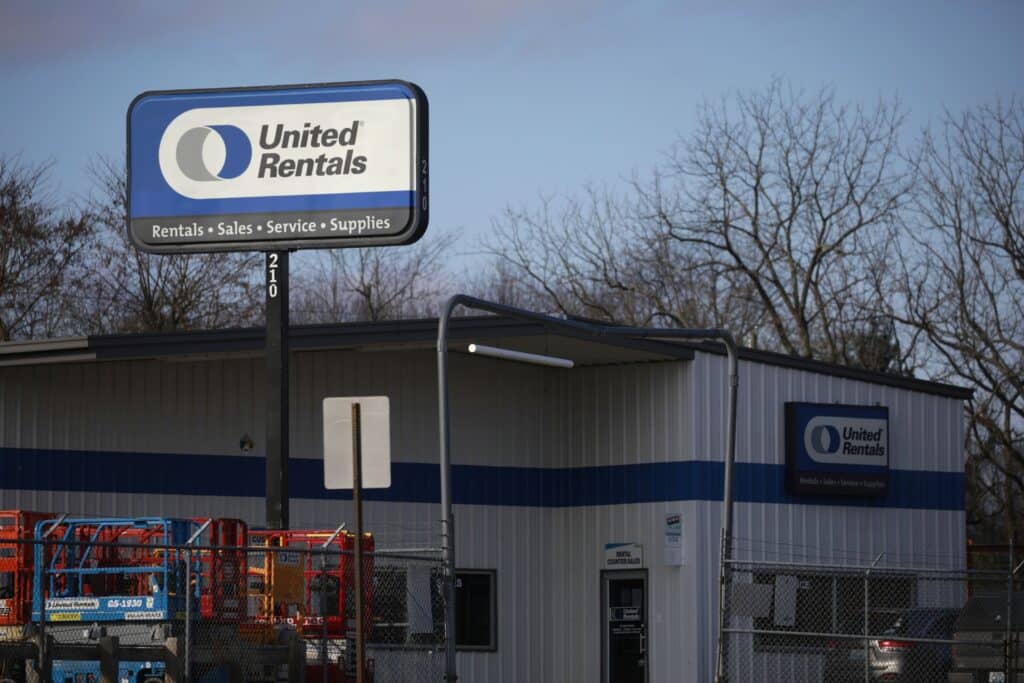 Signage at a United Rentals location in Elizabethtown, Kentucky, U.S., on Friday, Jan. 21, 2022. United Rentals Inc. is scheduled to release earnings figures on January 26.