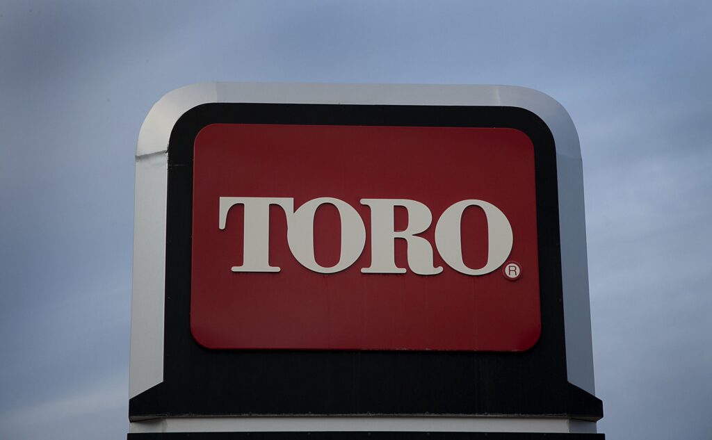 Still, Toro Co. signage stands at the company's headquarters in Bloomington, Minnesota, U.S., on Wednesday, Dec. 28, 2011. The economy in the Minneapolis area grew moderately in 2011, with strong growth in the agriculture, energy, and mining sectors and modest growth in consumer spending, tourism, residential and commercial construction, according to a report by the Federal Reserve Board.