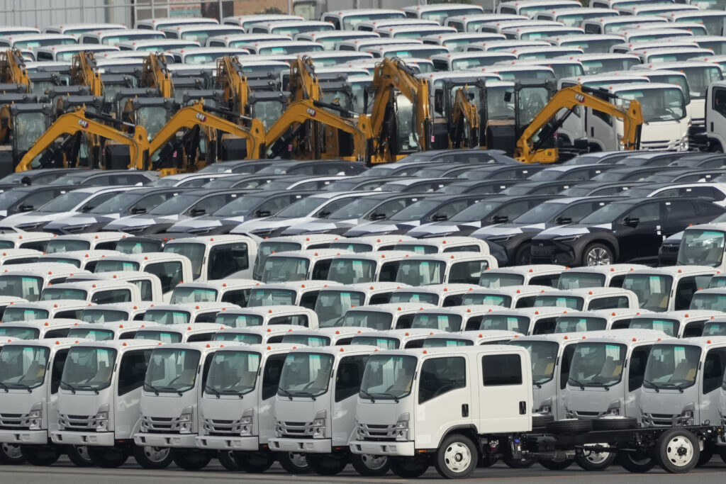 Isuzu Motors Ltd. trucks bound for shipment at a port in Yokohama, Japan, on Thursday, Oct. 28, 2022. Isuzu Motors is scheduled to release earnings figures on November 9.