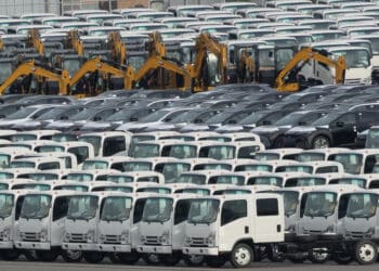 Isuzu Motors Ltd. trucks bound for shipment at a port in Yokohama, Japan, on Thursday, Oct. 28, 2022. Isuzu Motors is scheduled to release earnings figures on November 9.