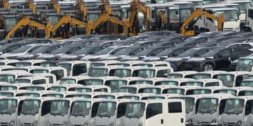 Isuzu Motors Ltd. trucks bound for shipment at a port in Yokohama, Japan, on Thursday, Oct. 28, 2022. Isuzu Motors is scheduled to release earnings figures on November 9.