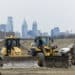 Construction at the site of the Bellwether District, a 1300-acre property slated to become a complex for e-commerce, life sciences and logistics companies, in Philadelphia, Pennsylvania, US, on Tuesday, Feb. 27, 2024. The economy is on the upswing in Philadelphia and its suburbs after several years of pandemic-related weakness, but local Democratic leaders say Biden and the party need to do more to persuade voters that his administration deserves credit for the rebound.