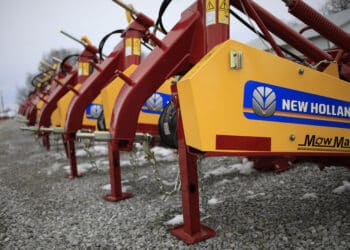 CNH Industrial NV New Holland Agricultural brand farm equipment for sale at a Montgomery Tractor Sales Inc. store in Mount Sterling, Kentucky, U.S., on Saturday, Jan. 30, 2021. CNH Industrial is scheduled to release earnings figures on February 2.