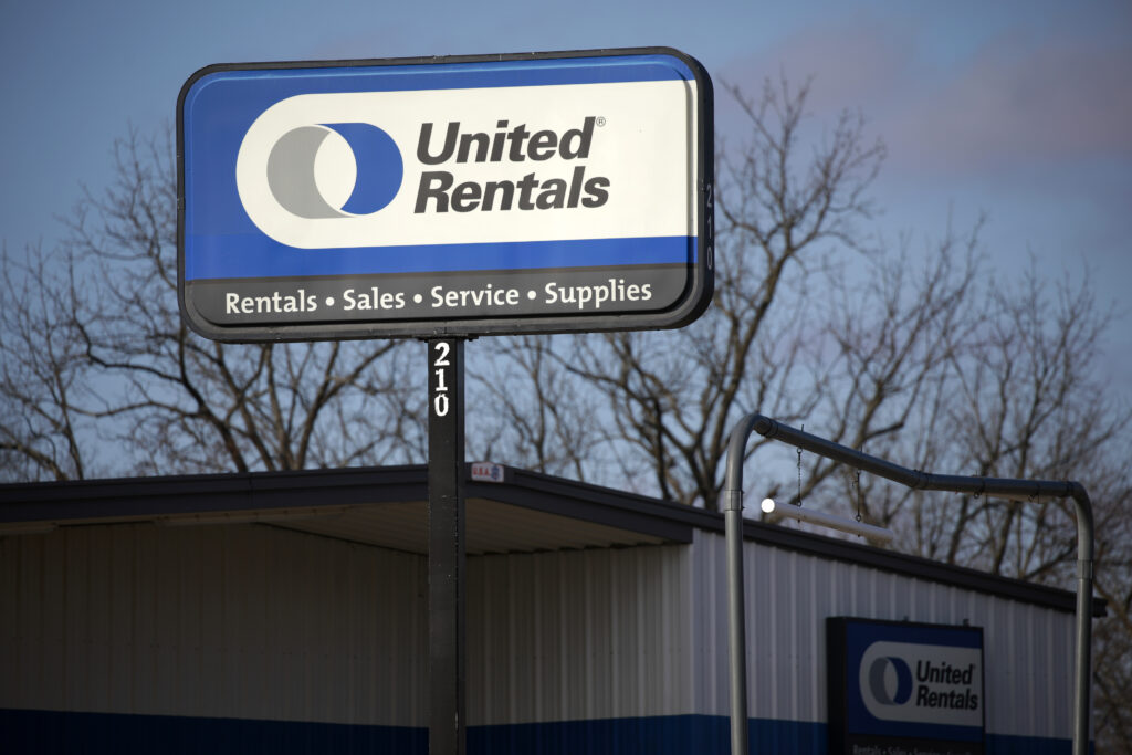 Signage at a United Rentals location in Elizabethtown, Kentucky, U.S., on Friday, Jan. 21, 2022. United Rentals Inc. is scheduled to release earnings figures on January 26.