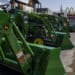 John Deere equipment for sale at a United Ag and Turf dealership in Colchester, Connecticut, US, on Friday, Nov. 3, 2023. Deere & Co. is expected to release earnings figures on November 22.