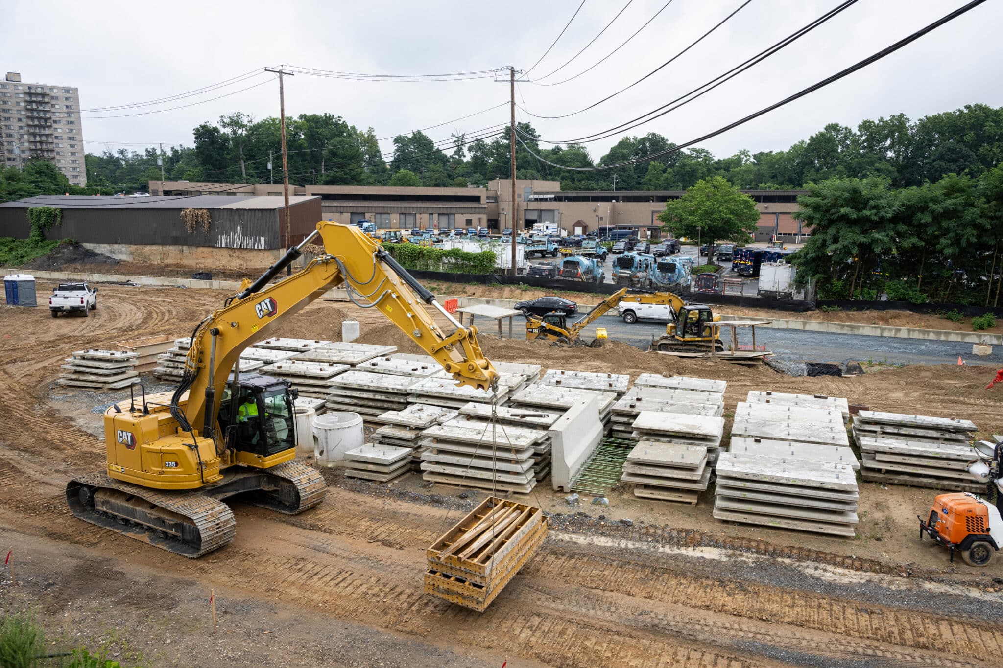 North MIll A construction worksite for the Maryland light rail train Purple Line in Silver Spring, Maryland, US, on Friday, July 12, 2024. The purple line is expected to undergo years of construction, with an expected completion date of 2027 at the earliest.