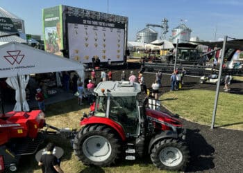 A Massey Ferguson tractor at the Farm Progress Show.