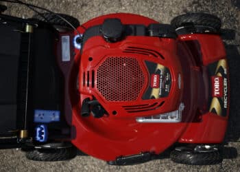 A Toro Co. lawnmower containing a Briggs & Stratton Corp. motor is displayed for sale at The Mower Shop in Louisville, Kentucky, U.S., on Tuesday, July 21, 2020. Briggs & Stratton can initially borrow as much as $178 million under its proposed bankruptcy loan, but a judge denied a request to seal the letter outlining JPMorgan Chase & Co.'s fees for arranging the financing.