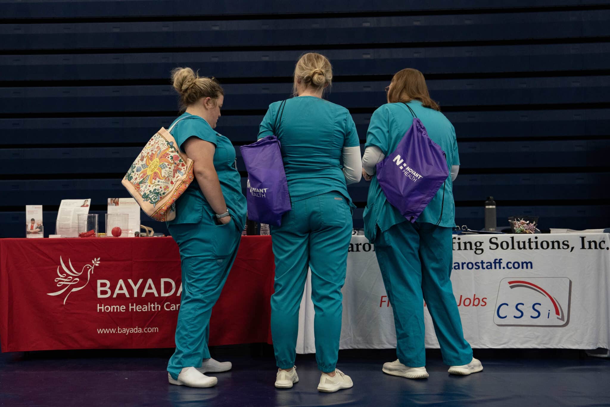 Attendees at a career fair in Bolivia, North Carolina.