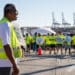 Workers picket outside of the Port of Savannah in Savannah, Georgia, US, on Thursday, Oct. 3, 2024. Dockworkers walked out of every major port on the US East and Gulf coasts for the first time in nearly 50 years, staging a strike that could ripple across the world's largest economy and cause political turmoil just weeks before the presidential election.