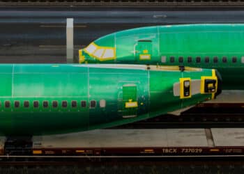 Boeing 737 Max fuselages on railcars in Seattle, Washington, US, on Tuesday, Oct. 22, 2024. Boeing Co. and the union representing 33,000 striking workers reached a tentative agreement on a new contract with help from the White House, underscoring the high stakes to end a work stoppage that has crippled one of the largest US exporters. A ratification vote is set for Oct. 23.