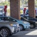 Customers refuel at a gas station in Hercules, California.