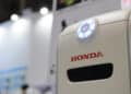 A Honda Motor Co. Power Pack Charge & Supply mobile power station is displayed at the company's booth at the CEATEC Japan 2017 exhibition in Chiba, Japan, on Monday, Oct. 2, 2017. CEATEC, an information technology and electronics trade show, will run until Oct. 6.