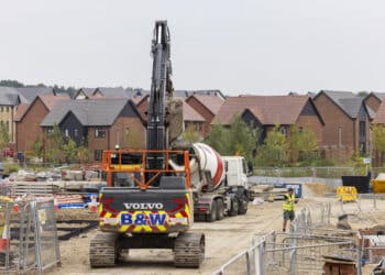Heavy construction equipment at a new home building site in an area of green belt land in Crowthorne, UK, on Monday, Aug. 19, 2024. UK property surveyors expect a jump in home sales in the coming months after the Bank of England cut interest rates for the first time in more than four years.
