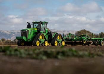 A Deere autonomous 9RX tractor during a preview event in Gilroy, California, in November.