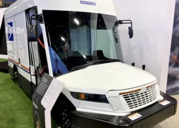 The Oshkosh electric postal truck.