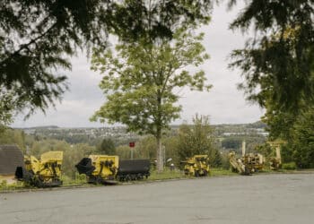 Old mining equipment that belonged to Wismut, a Soviet-East German company that supplied Moscows nuclear weapons program, outside the Uranium Mining Museum in Aue/Bad Schlema, Germany, on Wednesday, Sept. 25, 2025. The spa town where discoveries of uranium ore were first made by the Soviet military in 1946, are on a Chemnitz's European Capital of Culture 2025 sculpture trail.