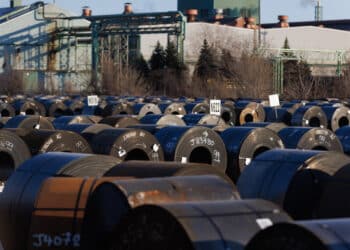 Spools of steel in Hamilton, Ontario, Canada.