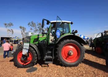 A Fendt 728 Vario Series at the World Agriculture Expo in Tulare, California, US, on Tuesday, Feb. 13, 2024. The annual World AG Expo has more than 1,200 exhibitors displaying the latest in farm equipment, chemicals, communications, and technology.