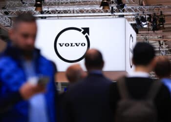 Visitors at the Volvo Trucks booth at the IAA Transportation fair in Hannover, Germany, on Monday, Sept. 16, 2024. The commercial vehicle exhibition runs until Sept. 22.