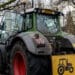 A parked tractor during a protest against changes to an inheritance tax exemption outside the National Farmers' Union (NFU) annual conference in London, UK, on Tuesday, Feb. 25, 2025. Under the new policy, farms valued over £1 million ($1.3 million) would face a 20% tax when handed down from one generation to the next.