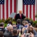 President Donald Trump speaks during a tariff announcement in the Rose Garden of the White House on April 2.