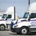 A TST-CF Express and TST Overland Express truck at the TFI International headquarters in Saint-Laurent, Quebec, Canada, on Thursday, April 24, 2025. TFI International Inc., one of North America's largest trucking companies, says US President Donald Trump's trade war is exacerbating the freight industry's difficult outlook, and that it was forced to abandon a deal because of it.