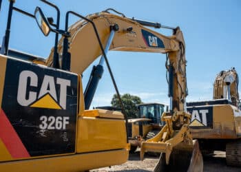 A Caterpillar 326 excavator at Ideal Tractor in West Sacramento, California.