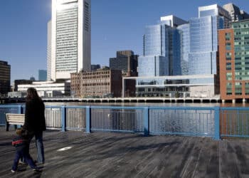 The InterContinental Hotel and Residences, center right, sits on the Boston Harbor in the Financial District of Boston, Massachusetts on December 16, 2006.