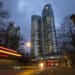 The twin tower skyscraper headquarter offices of Deutsche Bank AG stand at night in Frankfurt, Germany, on Monday, Jan. 2, 2017. Deutsche Bank is fighting 47 civil lawsuits from investors claiming losses from the manipulation of interbank lending rates, according to a regulatory filing.