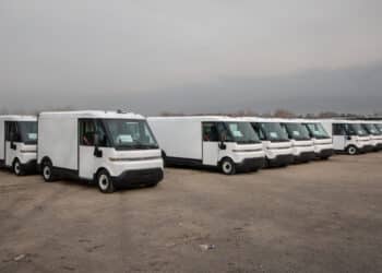 BrightDrop electric vans at the General Motors CAMI Assembly Plant in Ingersoll, Ontario.