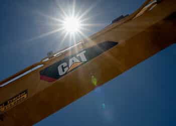 A Caterpillar excavator.