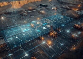 Conceptual image of mining solutions utilizing AI analysis technology