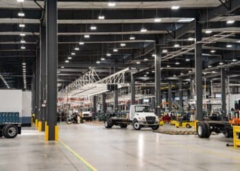 International trucks in workshop STX assembly line