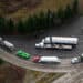 Tractor trailers entering Canada.
