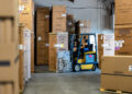 A worker moves boxed appliances inside the warehouse of University Electric appliance store in Santa Clara, California, US, on Wednesday, July 1, 2026. The US Census Bureau is scheduled to release durable goods orders on July 2.