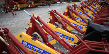 CNH Industrial NV New Holland Agricultural brand farm equipment for sale at a Montgomery Tractor Sales Inc. store in Mount Sterling, Kentucky, U.S., on Saturday, Jan. 30, 2021. CNH Industrial is scheduled to release earnings figures on February 2.