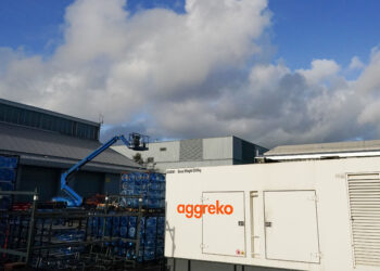 Aggreko generators are used on the site of the COP26 at SECC in Glasgow on Nov. 10, 2021.
